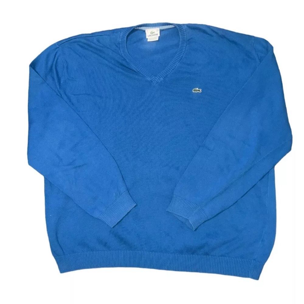 Lacoste Men's V-Neck Sweater in Bright Blue